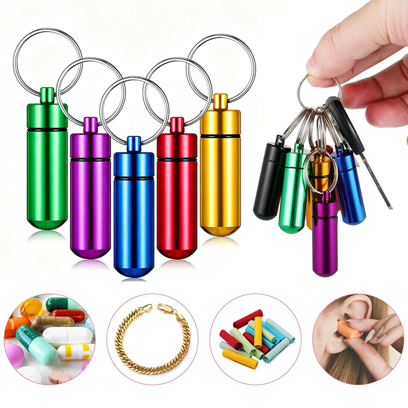 Edc Pill Carry - 1/5PCS Aluminum Mini Pill Box Keychain