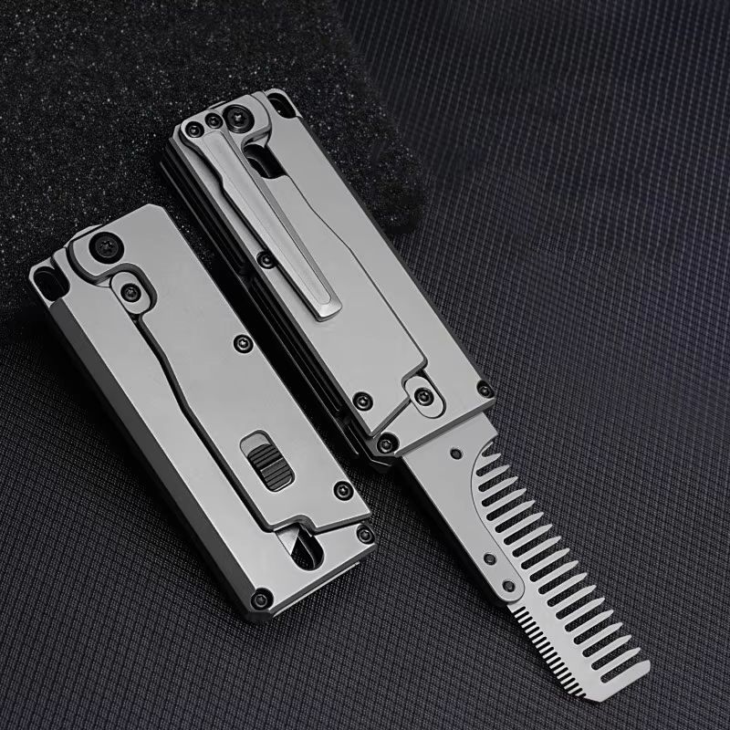 Comb Pocket Titanium - Titanium Alloy Folding Comb Replaceable Comb