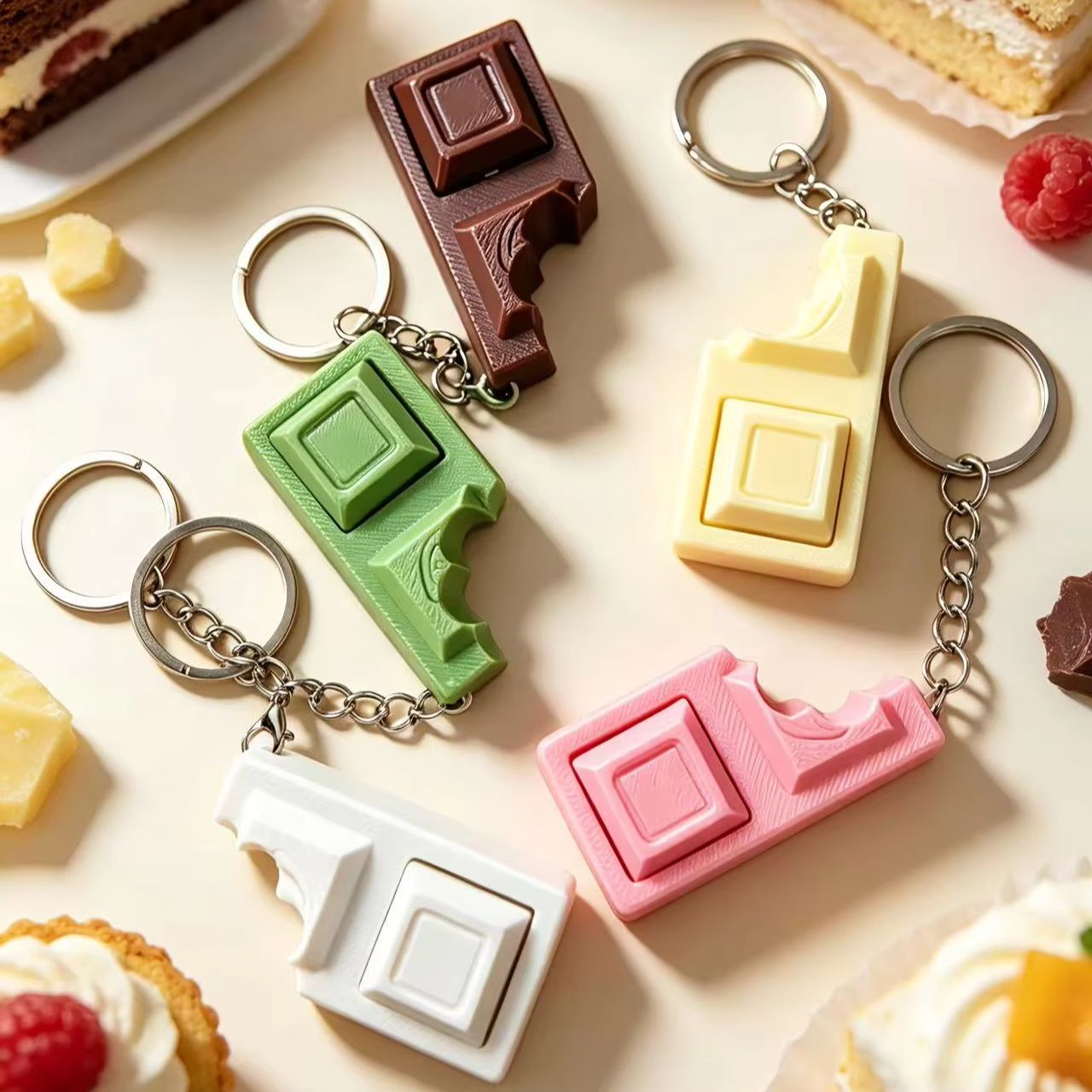 Edc Deep Carry - 3D Simulated Chocolate Keyboard Fidget Keychain