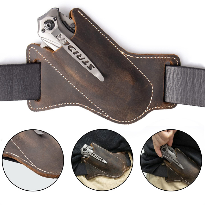 Leather Folding Knife Sheath,  - Edc Carry Belt Leather 评论和价格